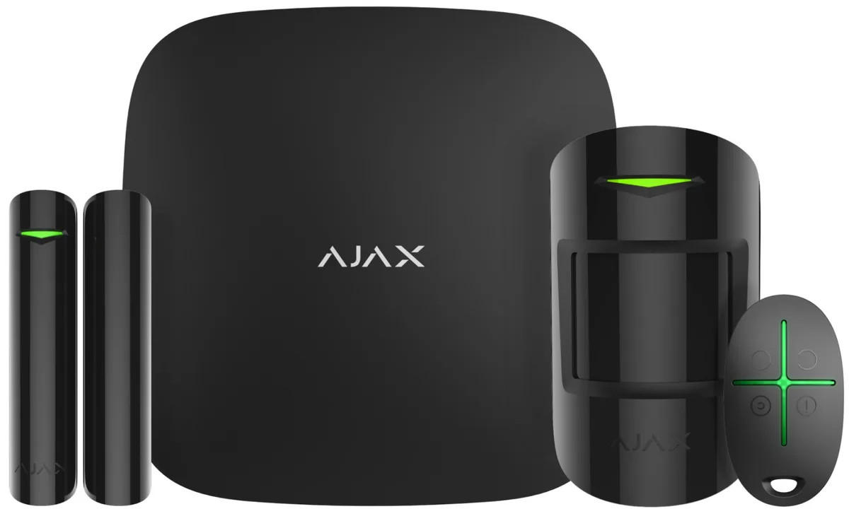 Комплект охранной сигнализации Ajax StarterKit 2, hub2, motionprotect, doorprotect, spacecontrol, jeweller, беспроводной, черный.