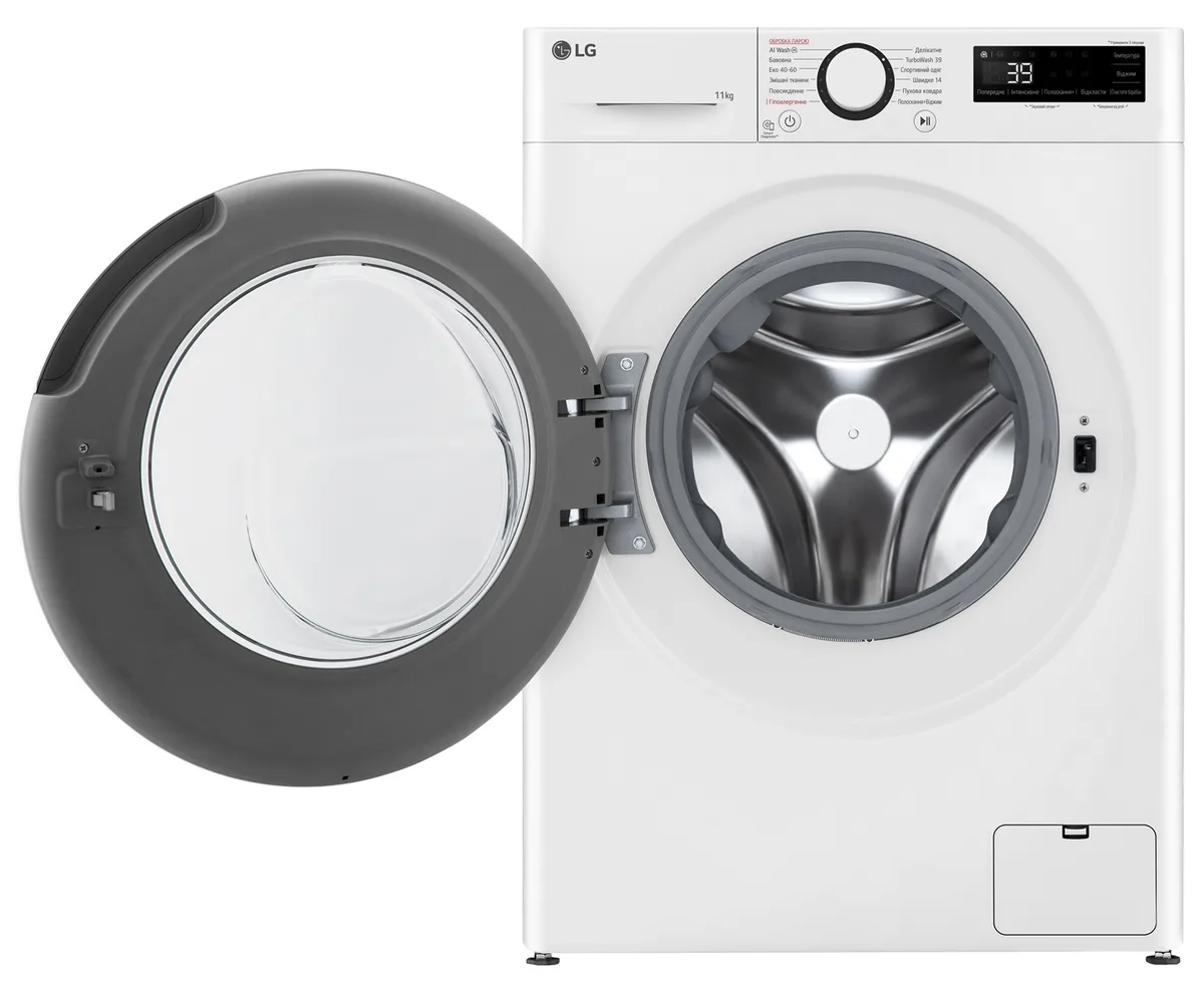 Пральна машина автоматична LG Нержавіюча сталь 60х85х56,5 см Білий 11 кг 1400 об/хв