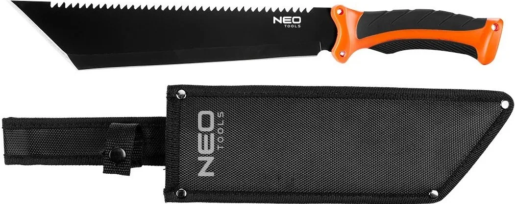 Мачете Neo Tools Full Tang, 400мм, лезо 255мм, рукоятка ABS+TPR, пила на обусі, чохол
