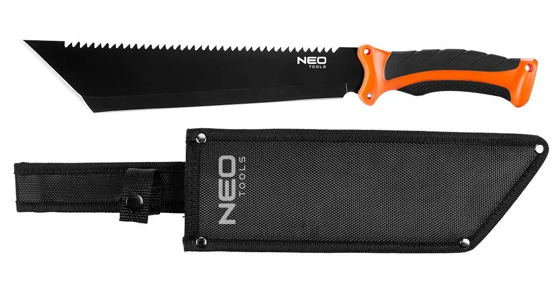 Мачете Neo Tools Full Tang, 400мм, лезо 255мм, рукоятка ABS+TPR, пила на обухе, чехол.