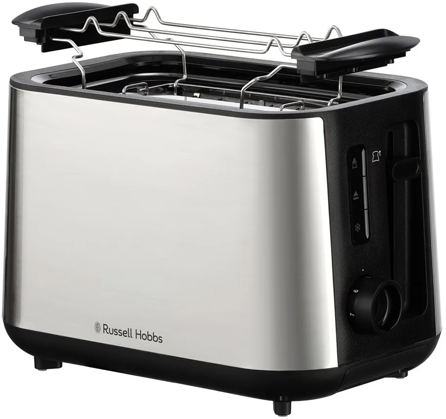 Тостер Russell Hobbs нержавіюча сталь 800 Вт чорний 2 відділення підігрів розморожування