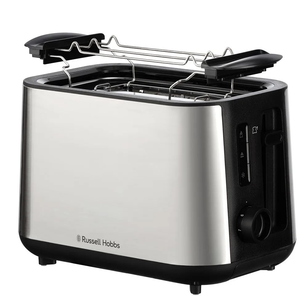 Тостер Russell Hobbs нержавеющая сталь 800 Вт черный 2 отделения подогрев размораживание