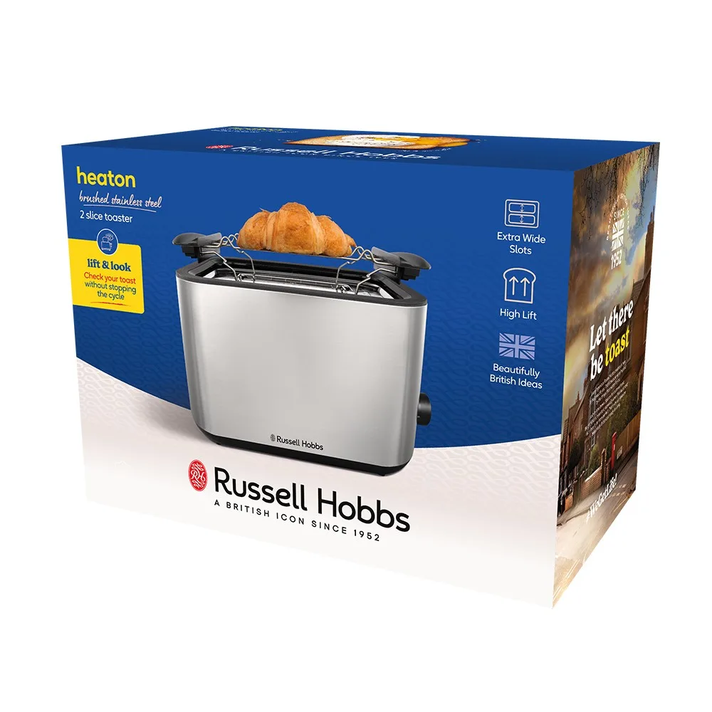 Тостер Russell Hobbs нержавеющая сталь 800 Вт черный 2 отделения подогрев размораживание