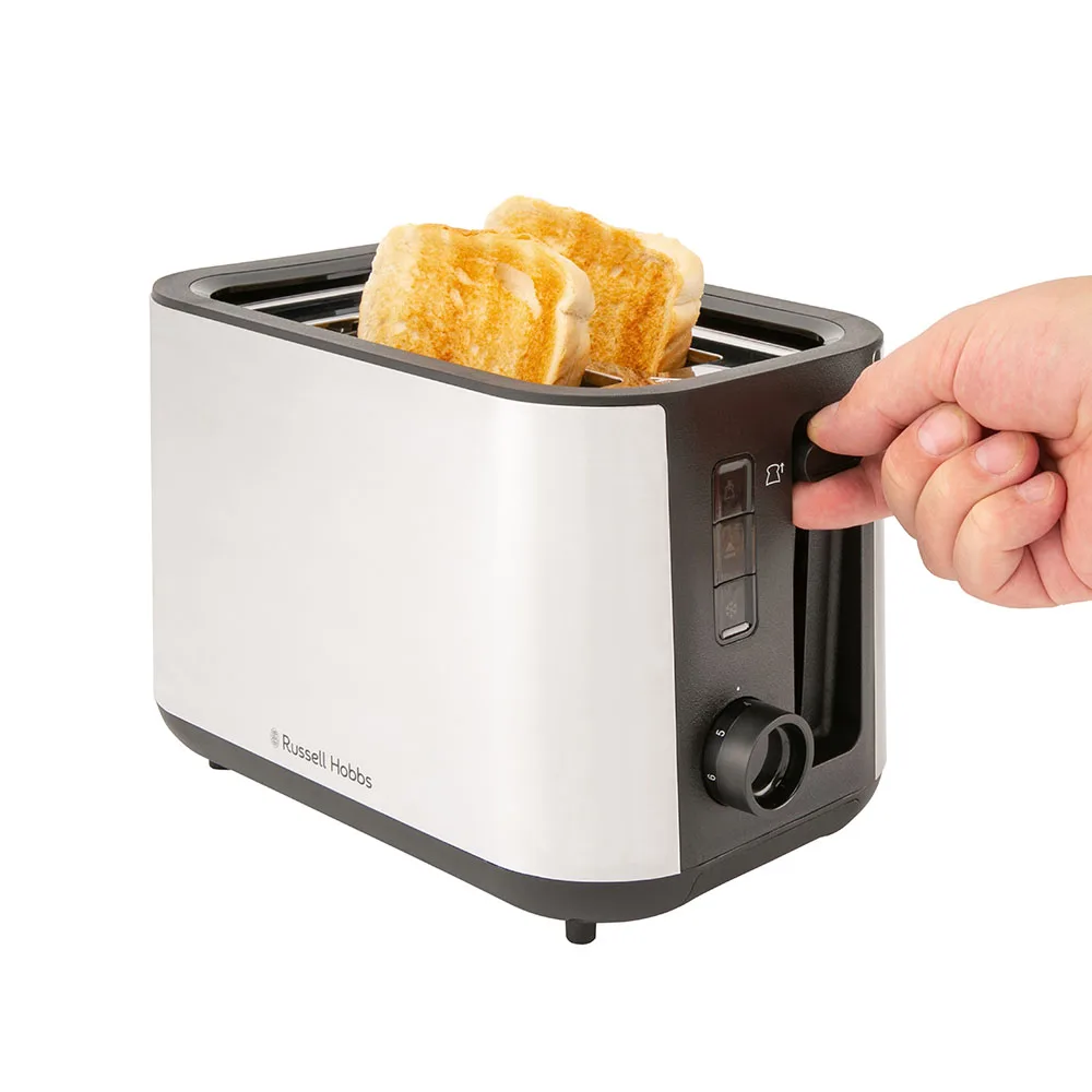Тостер Russell Hobbs нержавеющая сталь 800 Вт черный 2 отделения подогрев размораживание