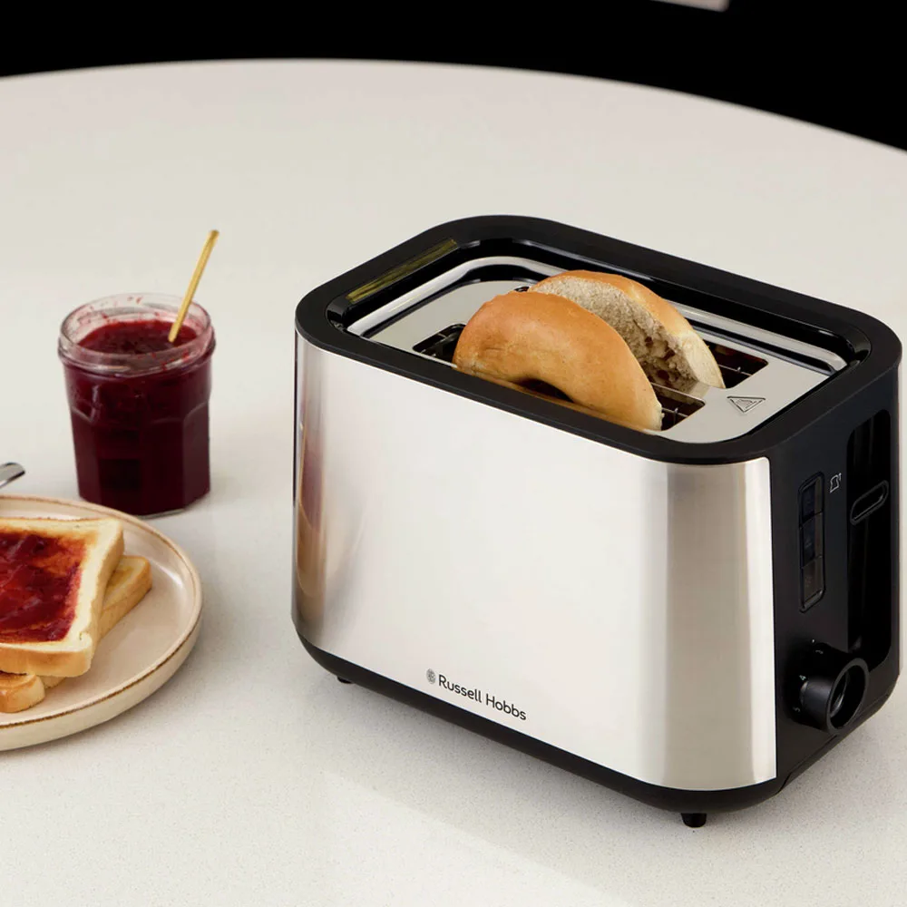 Тостер Russell Hobbs нержавеющая сталь 800 Вт черный 2 отделения подогрев размораживание