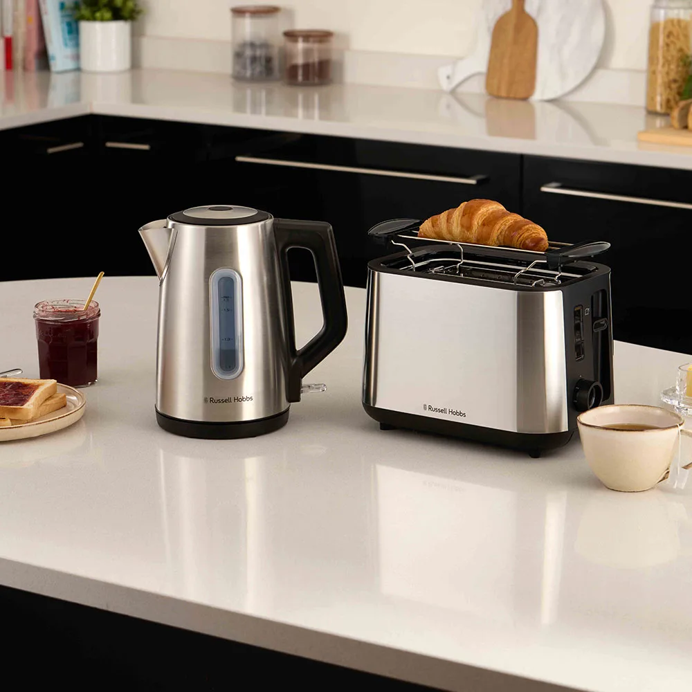 Тостер Russell Hobbs нержавеющая сталь 800 Вт черный 2 отделения подогрев размораживание
