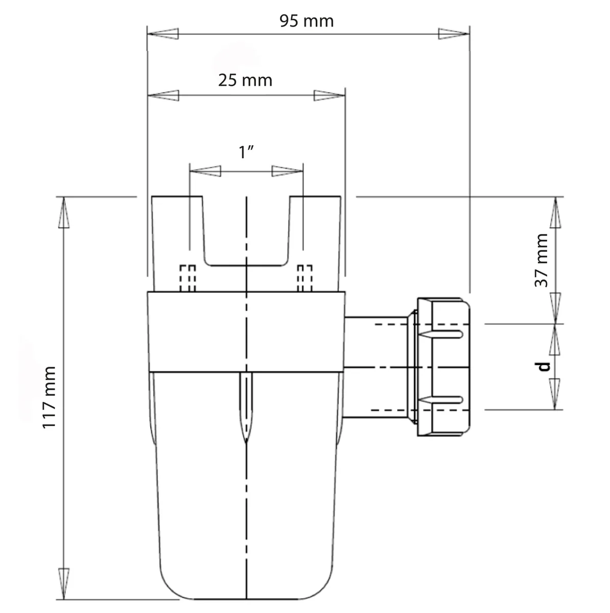 Сифон для групи безпеки Roho пластик 25x32 мм Білий