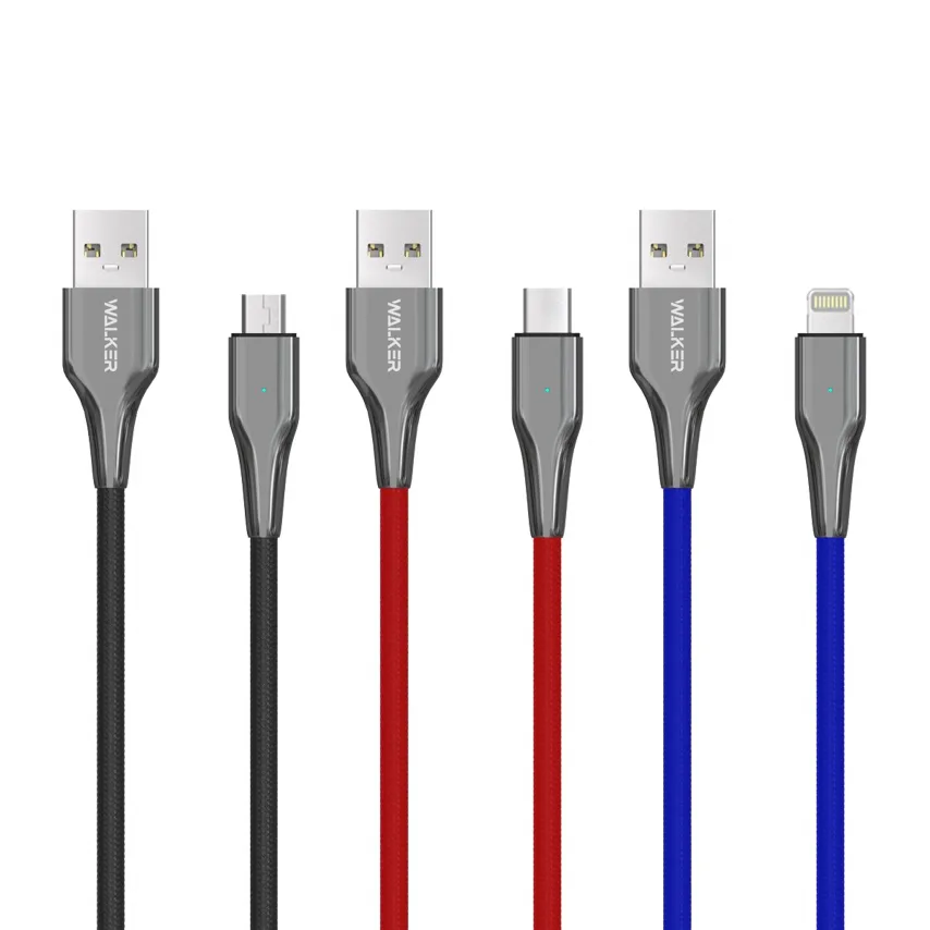 Кабель USB Type-C WALKER тканинний 1м чорний 3,1А Quick Charge