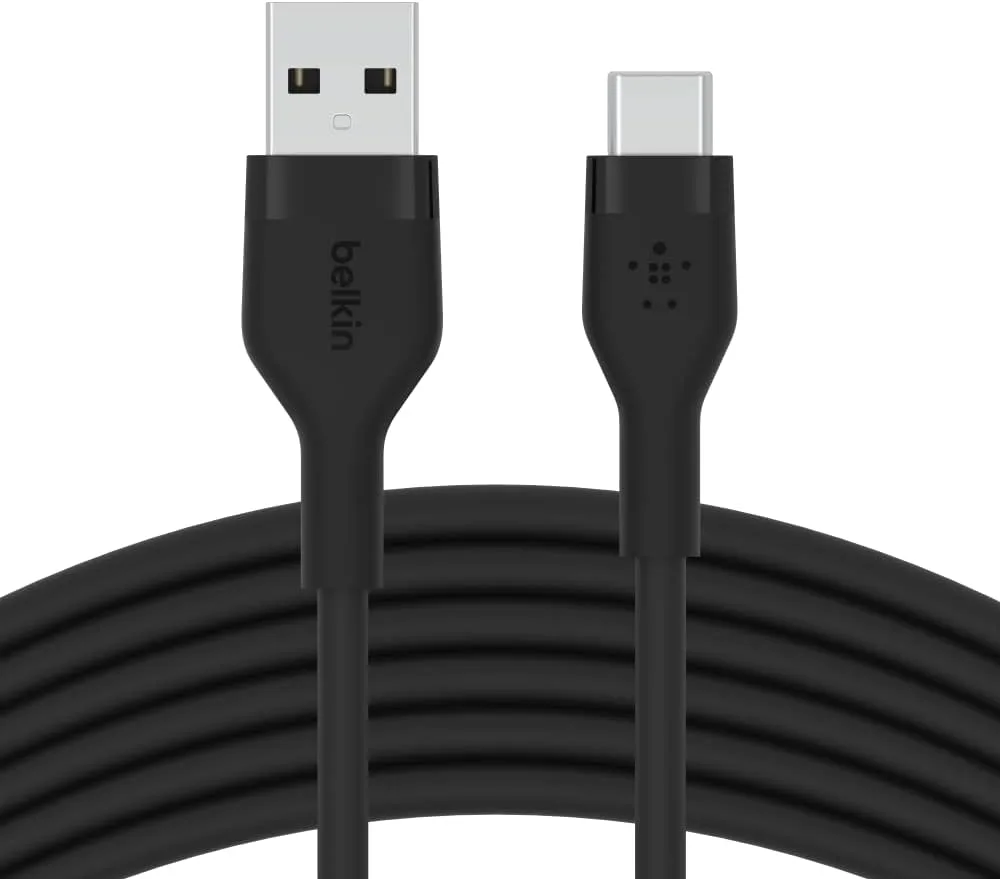 Кабель USB-A > USB-C заряджання/синхронізації Belkin 3м, 15Вт, Type-C, силіконовий з кліпсою, чорний
