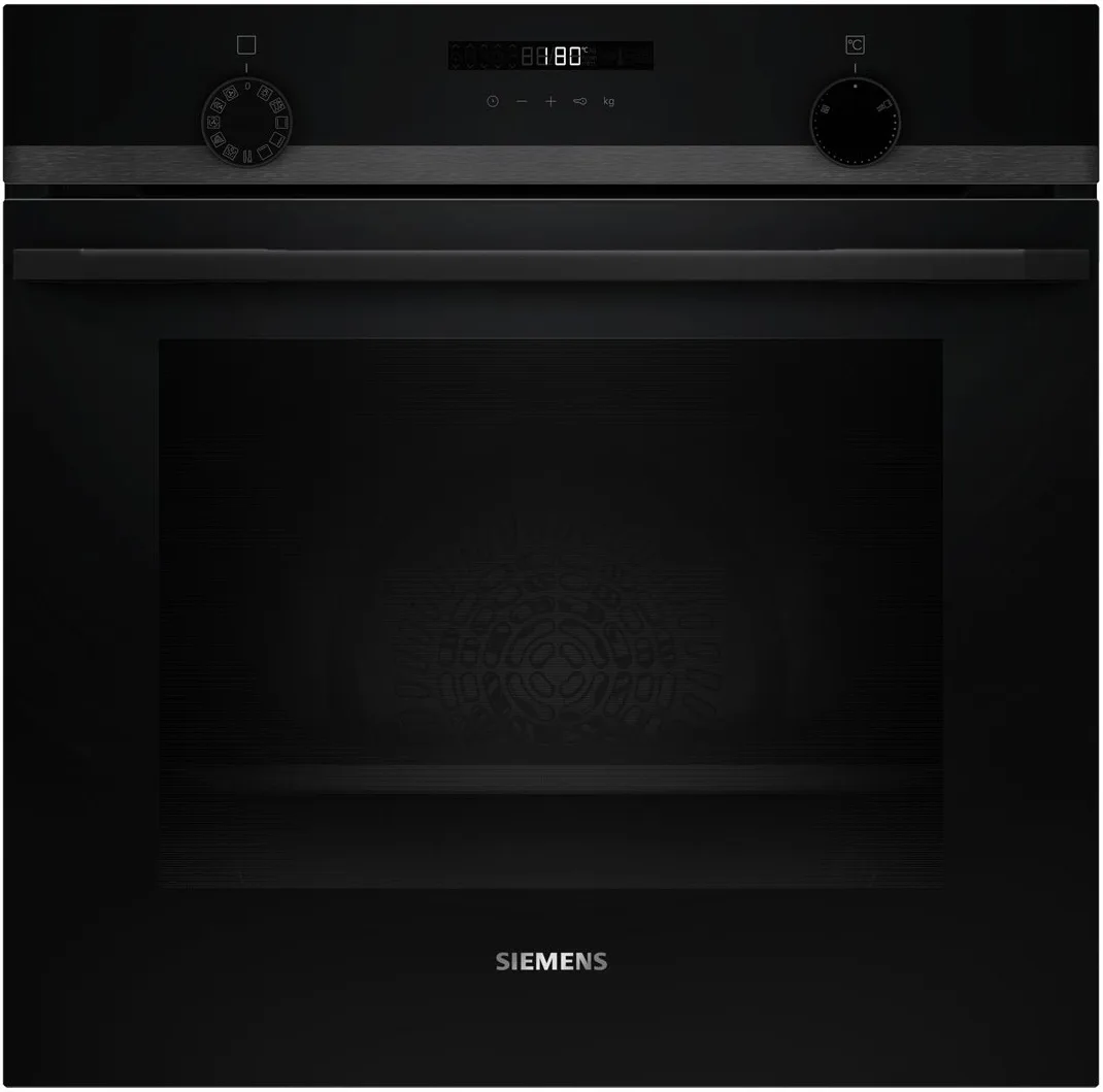 Електрична духова шафа Siemens, об'ємом 76 л, класу енергоефективності A, з дисплеєм, конвекційним приготуванням та телескопічними