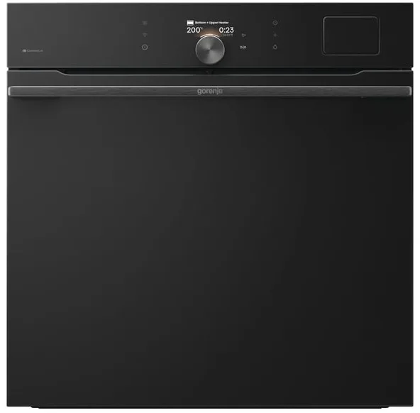 Электрический духовой шкаф Gorenje, 77л, класс энергоэффективности A+, с паровым режимом, дисплеем, пиролизом и функцией приготовления, черного цвета