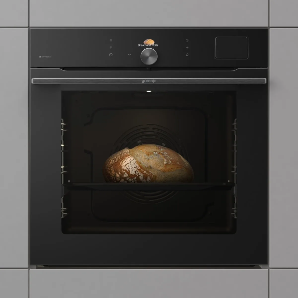 Електрична духова шафа Gorenje, 77л, клас енергоефективності A+, з паровим режимом, дисплеєм, піролізом та функцією приготування,