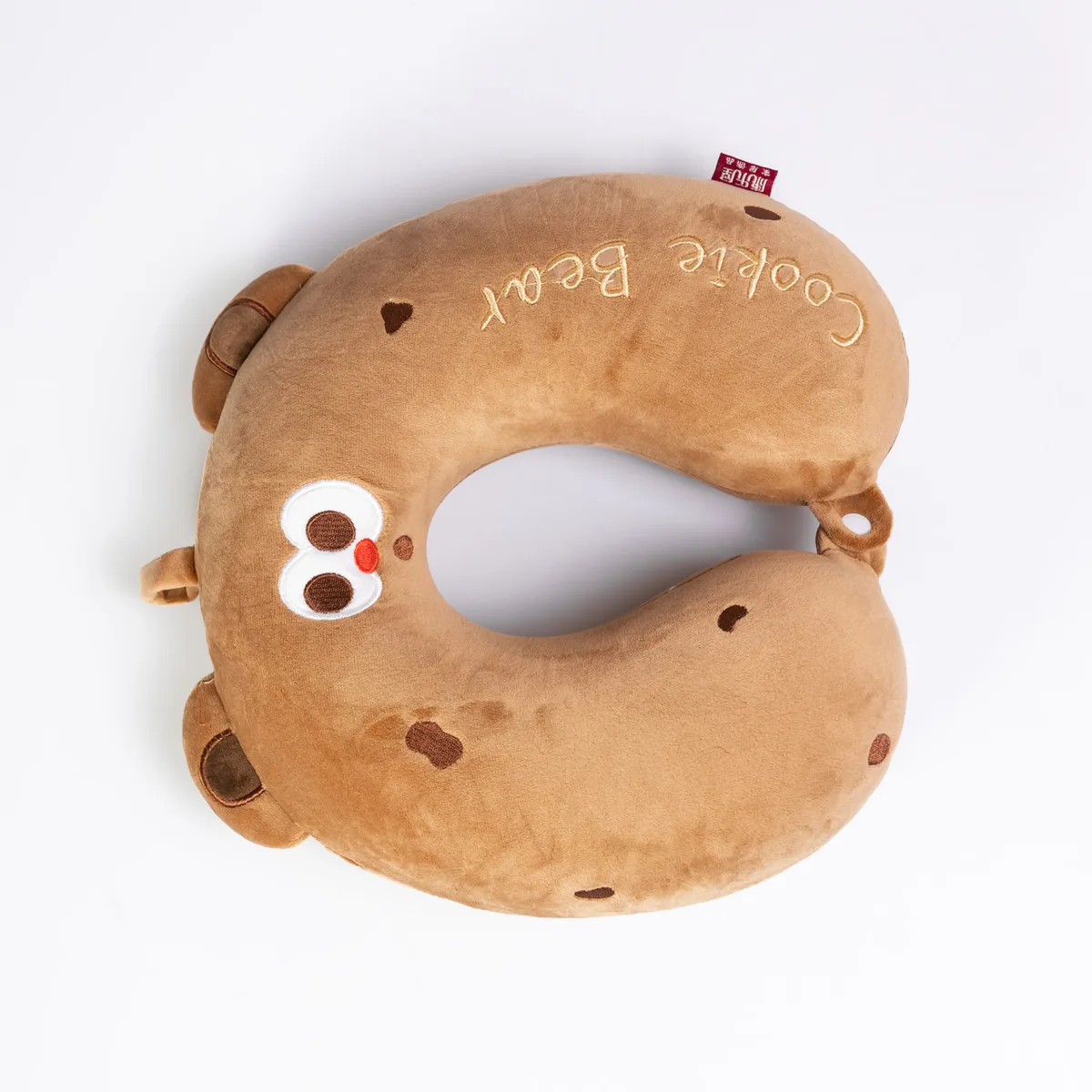 Подушка для шиї Cookie Bear велюр 30х25х10 см коричнева U-подібна