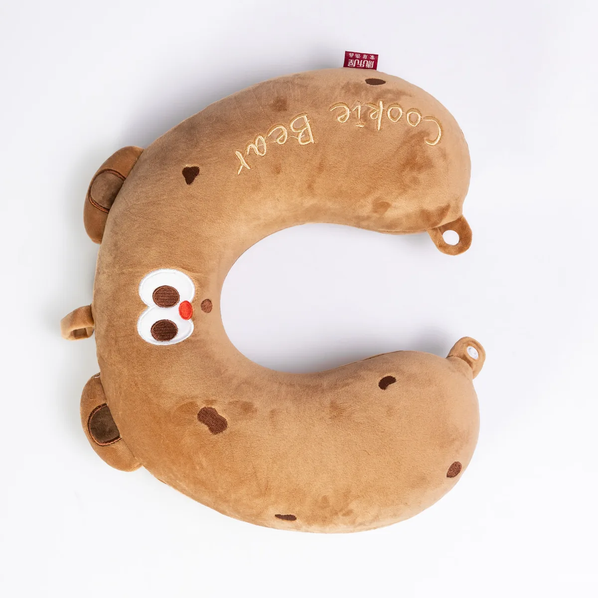 Подушка для шеи Cookie Bear велюр 30х25х10 см коричневая U-образная