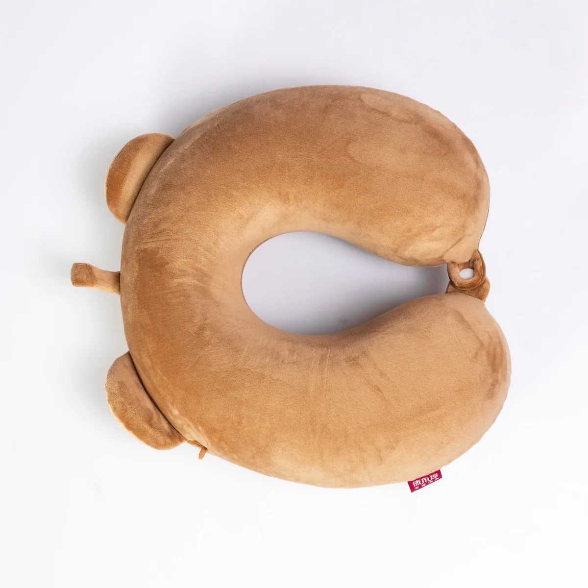 Подушка для шеи Cookie Bear велюр 30х25х10 см коричневая U-образная