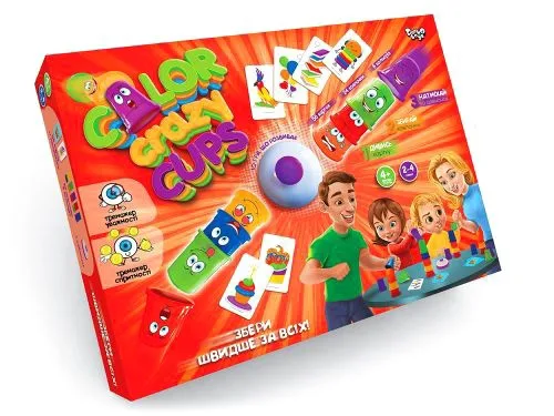 Настільна гра Color Crazy Cups для всієї родини з завданнями та ковпачками