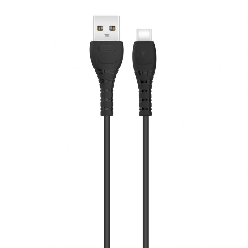 Кабель USB Type-C 1м силіконовий чорний Quick Charge 3A XO