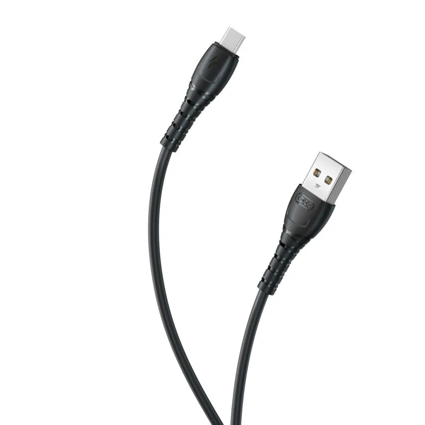 Кабель USB Type-C 1м силиконовый черный Quick Charge 3A XO