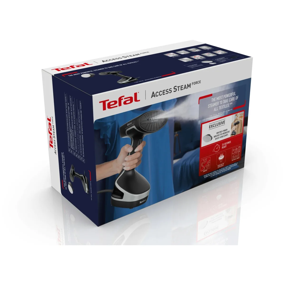 Парогенератор Tefal компактный Access Steam Force, 2000Вт, 200мл, непрерывная подача пара – 30гр, керамическая подошва, черный-серый