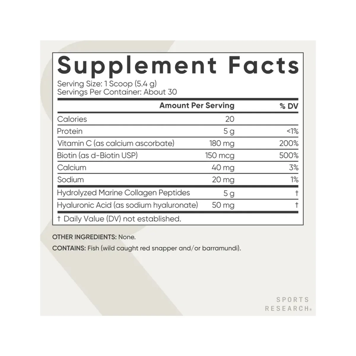Коллагеновий комплекс Sport Research морський 164 г безсмаковий з гіалуроновою кислотою та вітаміном C