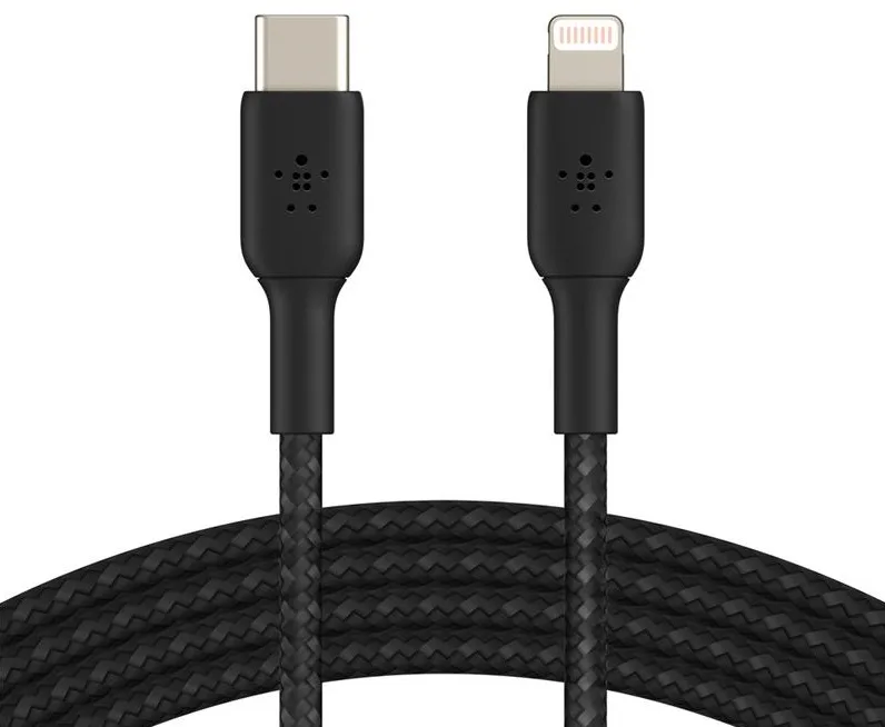 Кабель USB-C > Lightning заряджання/синхронізації Belkin 1м, 30Вт, Type-C, плетений, чорний