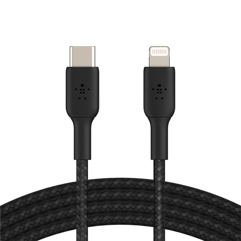 Кабель USB-C > Lightning заряджання/синхронізації Belkin 1м, 30Вт, Type-C, плетений, чорний