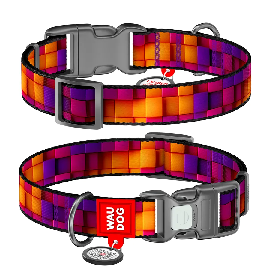 Нашийник WAUDOG Nylon 3Д Куби нейлоновий 20 мм 28-40 см