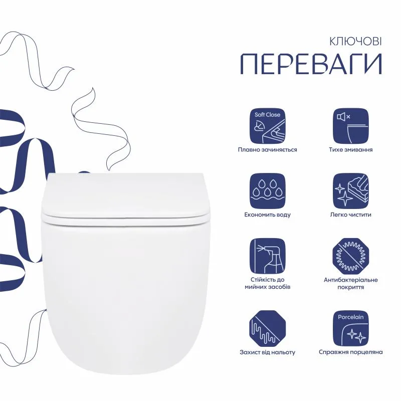 Унитаз подвесной Qtap Gemini безободковый Soft-close керамика 530x365x373 мм белый