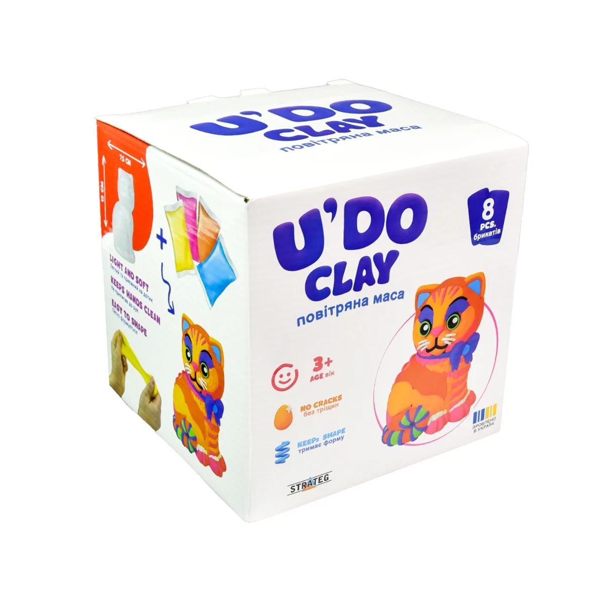 Набір для творчості ліплення U'DO Clay 8 брикетів 0,230 кг з інструментами для дітей 3+