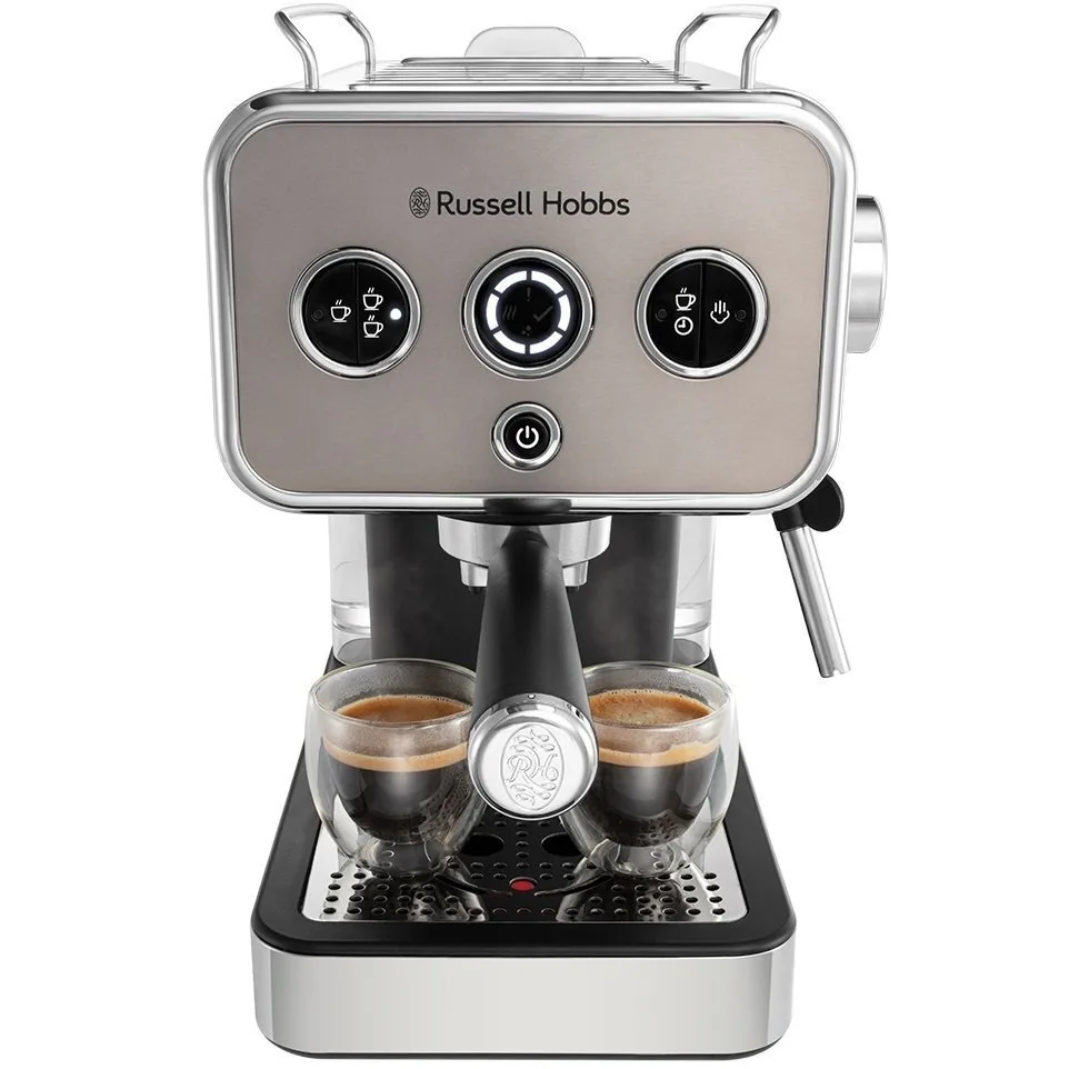 Кавоварка Russell Hobbs ріжкова Distinctions Titanium 1.1л, для меленої кави та чалд, сріблястий колір.