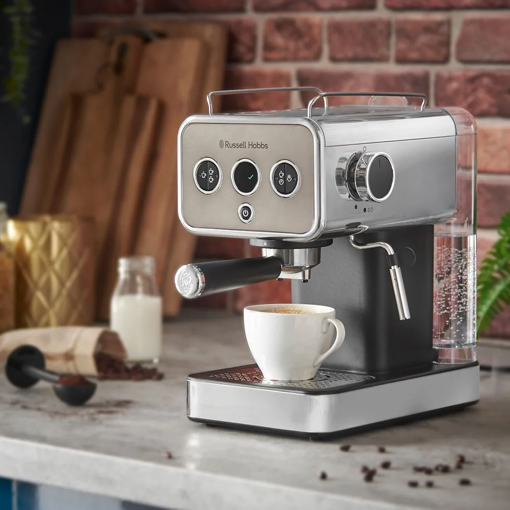 Кавоварка Russell Hobbs ріжкова Distinctions Titanium 1.1л, для меленої кави та чалд, сріблястий колір.