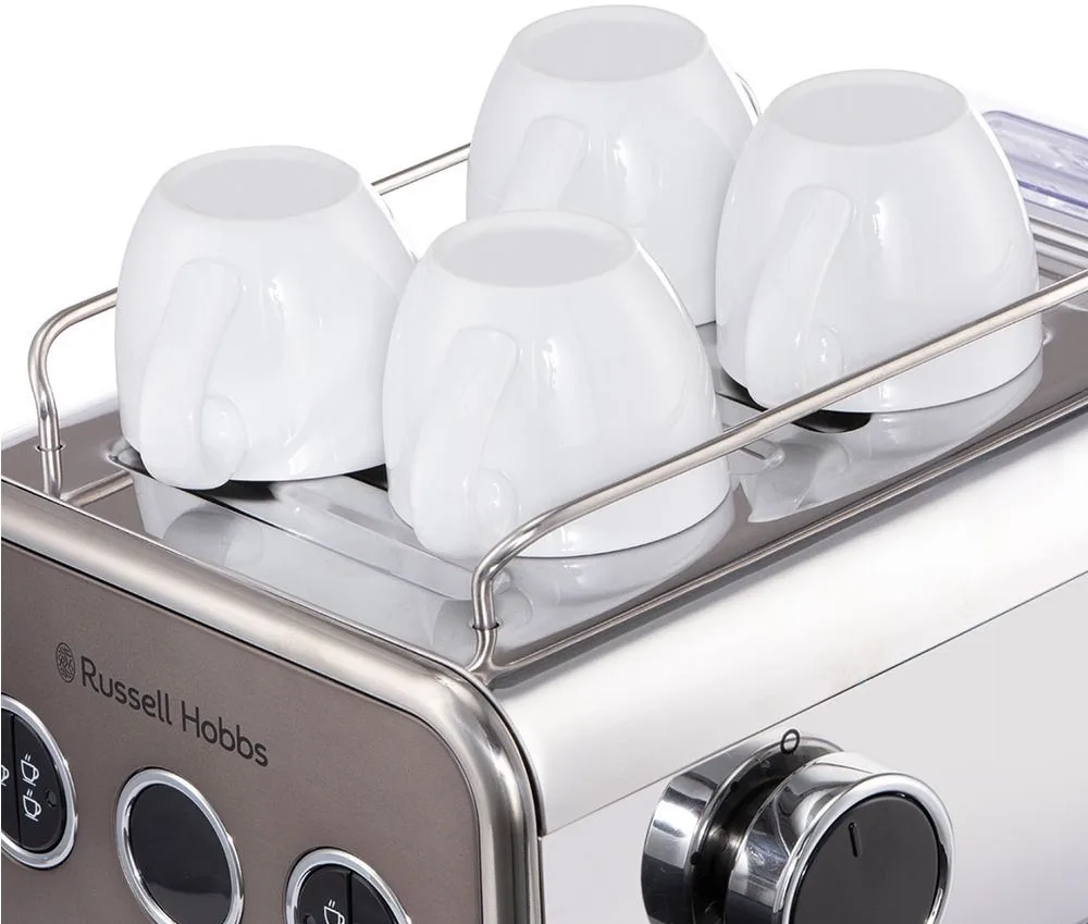 Кавоварка Russell Hobbs ріжкова Distinctions Titanium 1.1л, для меленої кави та чалд, сріблястий колір.