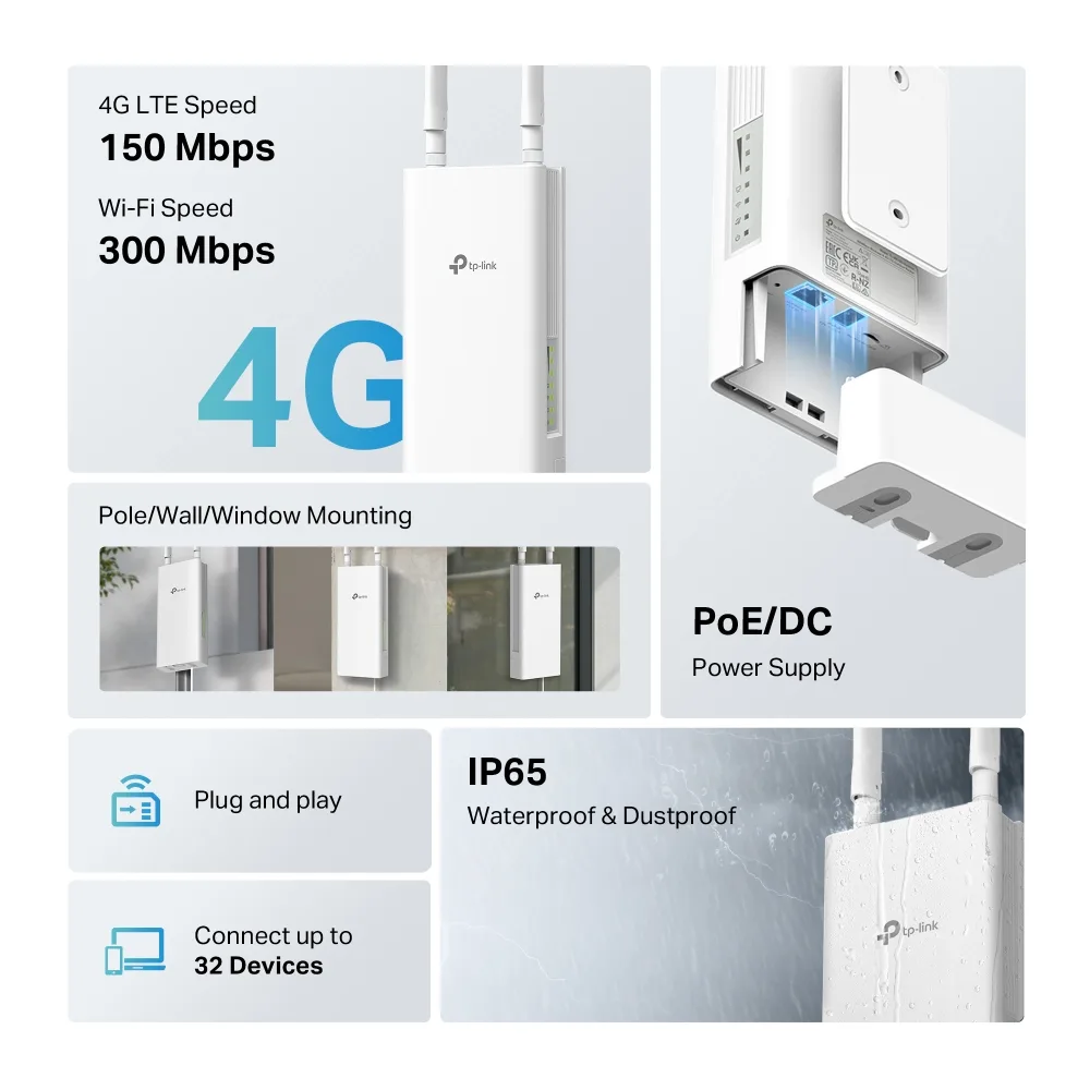 Внешний маршрутизатор TP-LINK TL-MR100 N300, 4G/LTE, 1xFE LAN/WAN