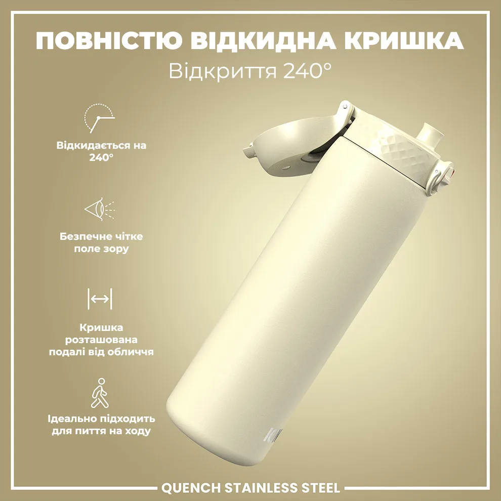 Пляшка для води ION8 нержавіюча сталь 1200 мл біла