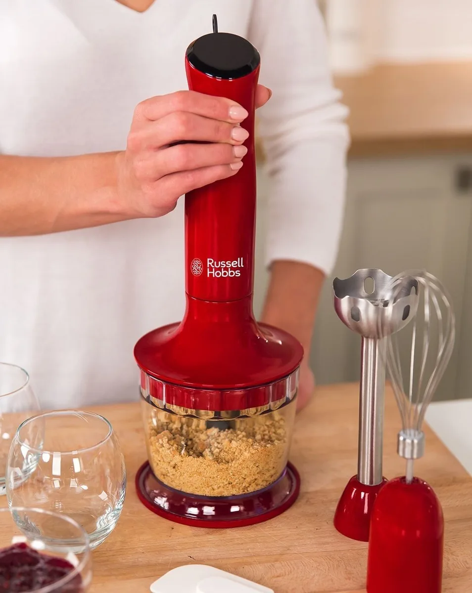 Занурювальний блендер Russell Hobbs Desire 500Вт, 2в1, чаша 500мл, червоний.