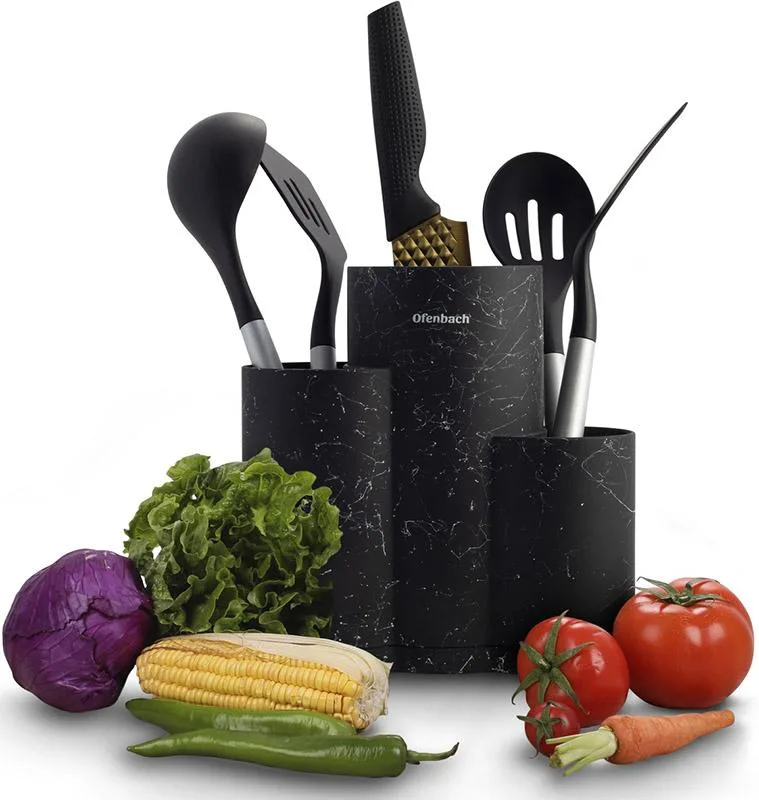 Підставка для ножів Ofenbach Black Marble кругла для зберігання до 20 см