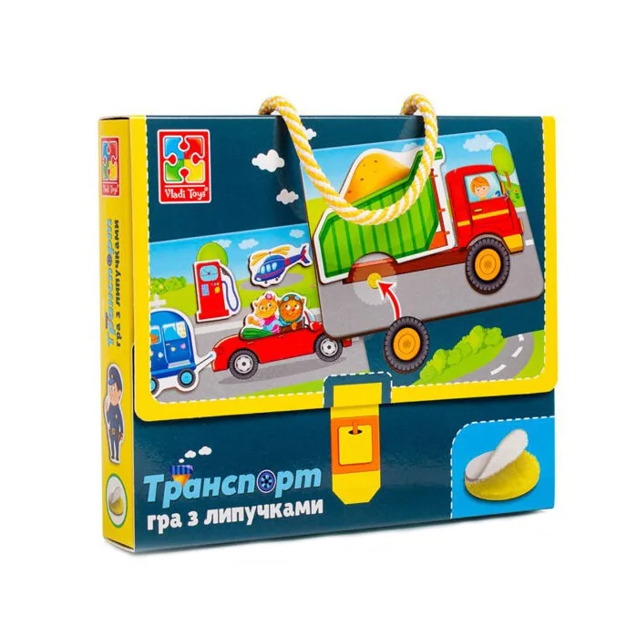 Настільна гра Vladi Toys 4 поля 17 деталей 34 липучки для дітей Транспорт