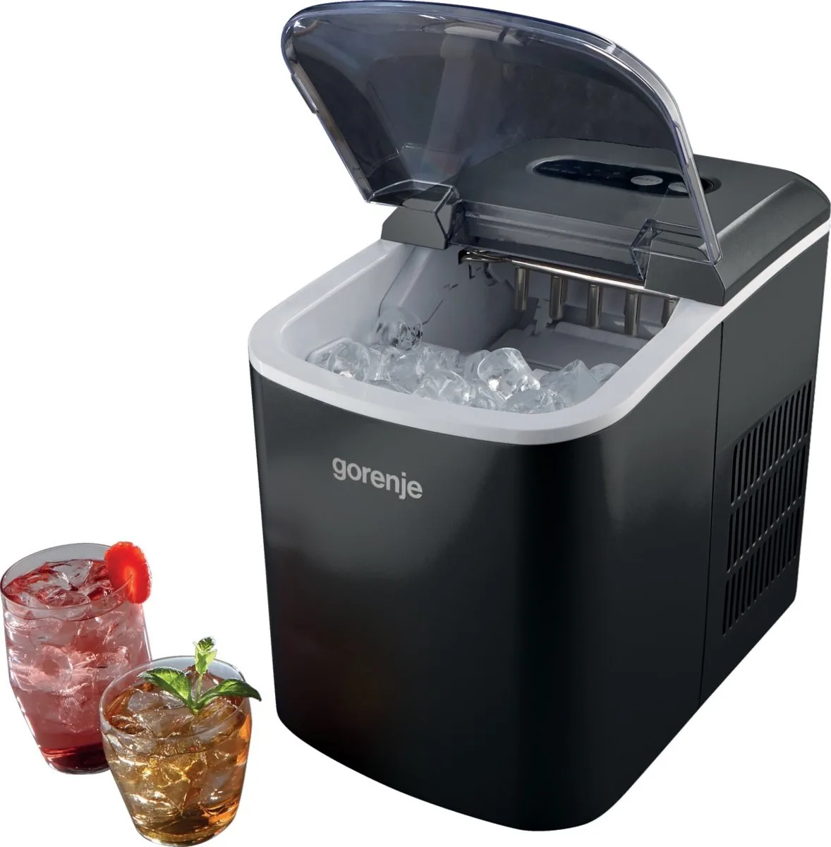 Льодовий автомат для дому Gorenje, 12 кг/добу, 2.2 л, з екраном, чорний.