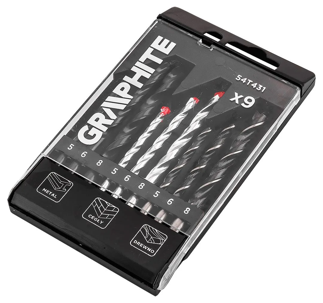 Комплект свердел GRAPHITE для металу та цегли: 5-6, 8, 9 шт.