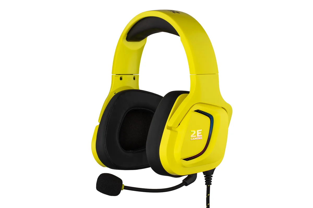 Гарнітура ігрова 2E GAMING HG340, 7.1, USB-A, RGB, 2м, жовтий