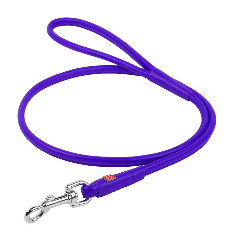Поводок WAUDOG Glamour кожаный круглый 6 мм 122 см фиолетовый