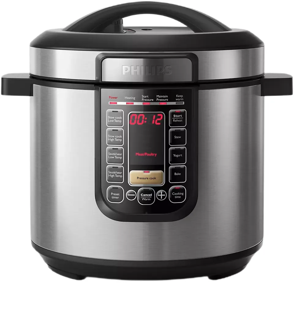 Мультиварка Philips Viva Collection 1300Вт, 6л чаша, електронне управління, 15 автоматичних програм, нержавіюча сталь та пластик.