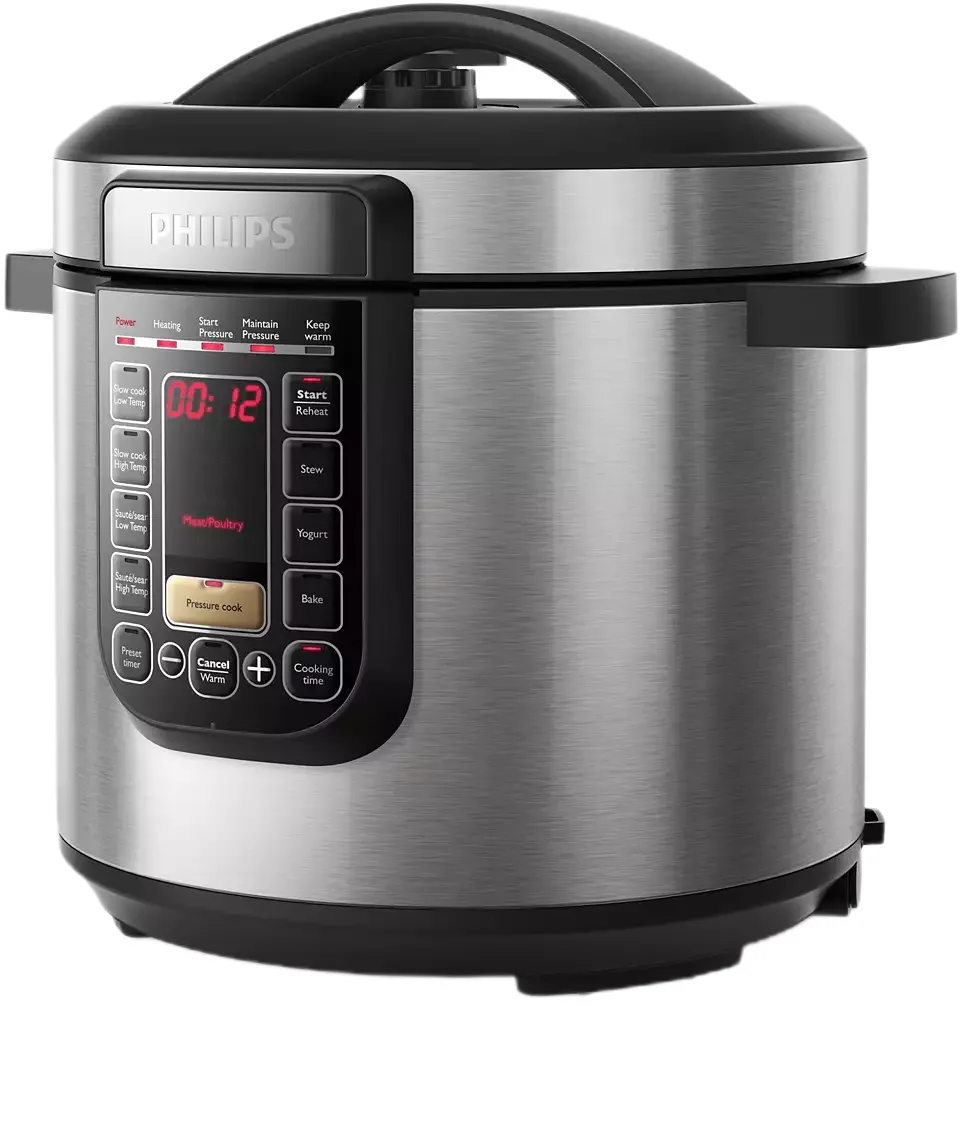 Мультиварка Philips Viva Collection 1300Вт, 6л чаша, електронне управління, 15 автоматичних програм, нержавіюча сталь та пластик.
