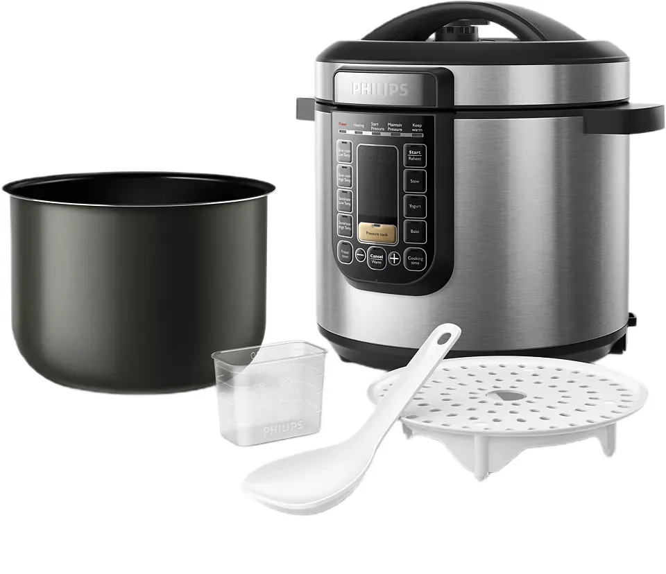 Мультиварка Philips Viva Collection 1300Вт, 6л чаша, електронне управління, 15 автоматичних програм, нержавіюча сталь та пластик.