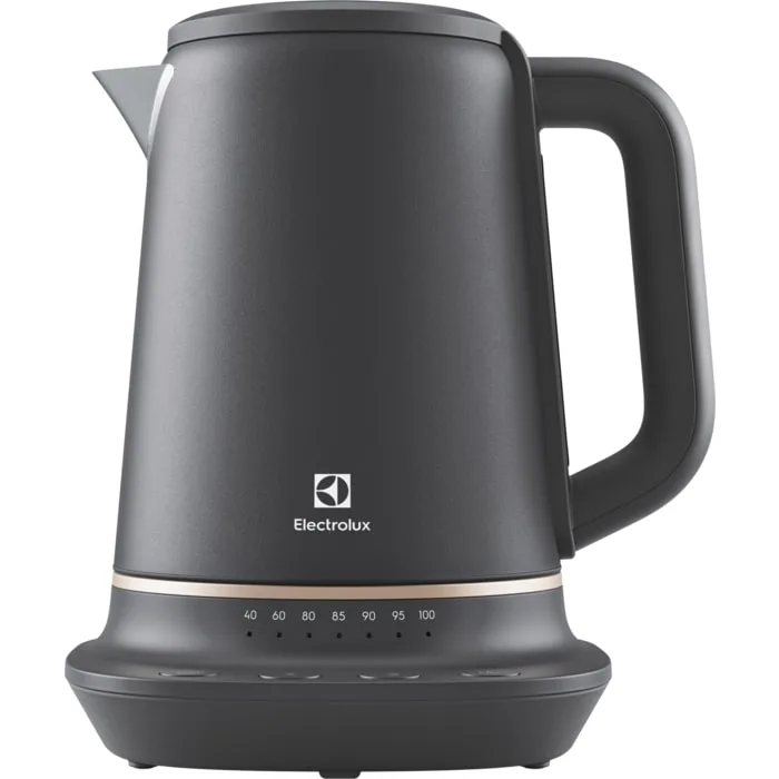 Електрочайник Electrolux 1.7л, Strix, металевий корпус, функція підтримки температури, чорний матовий фініш.