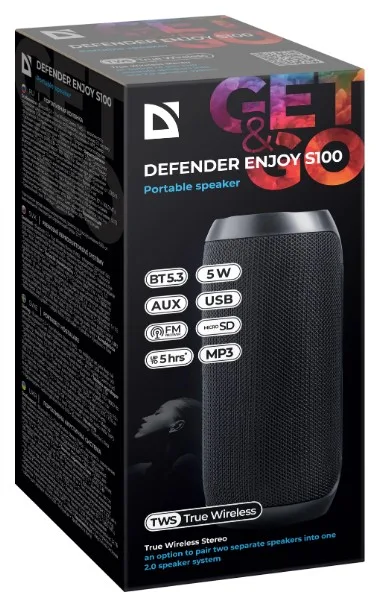 Портативная акустика Defender пластик 7,2х15,7х7 см черная