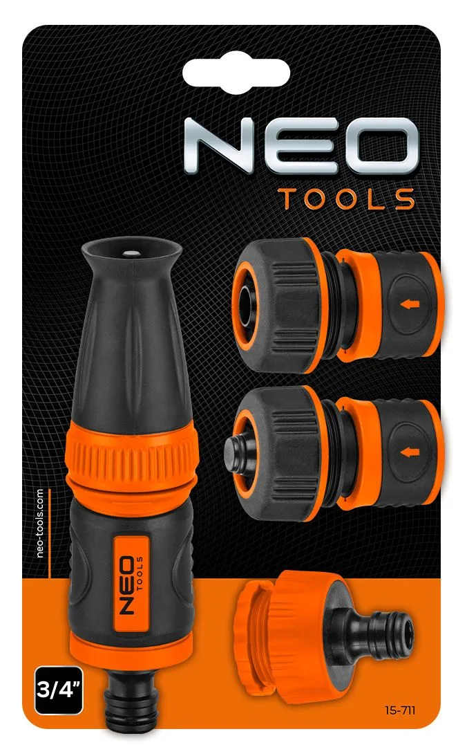 Набір для зрошення Neo Tools 3/4", ручний розприскувач, 2 з'єднувачі для шланга, адаптер для крана 3/4"-1".