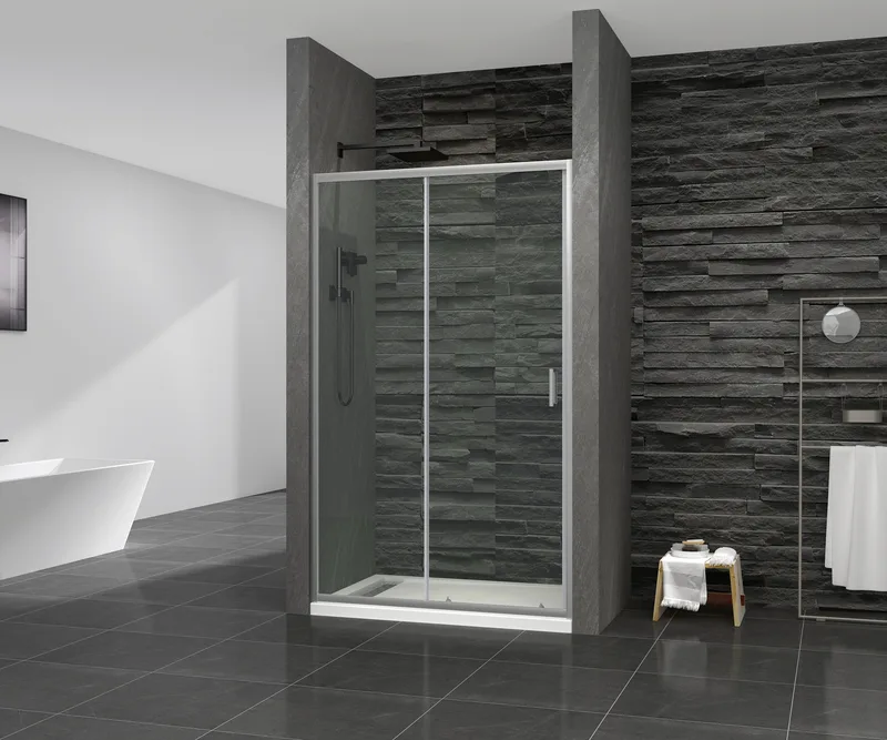 Двері у нішу розсувні MIXXUS PREMIUM 100x185 см Безпечне гартоване скло прозоре Хром