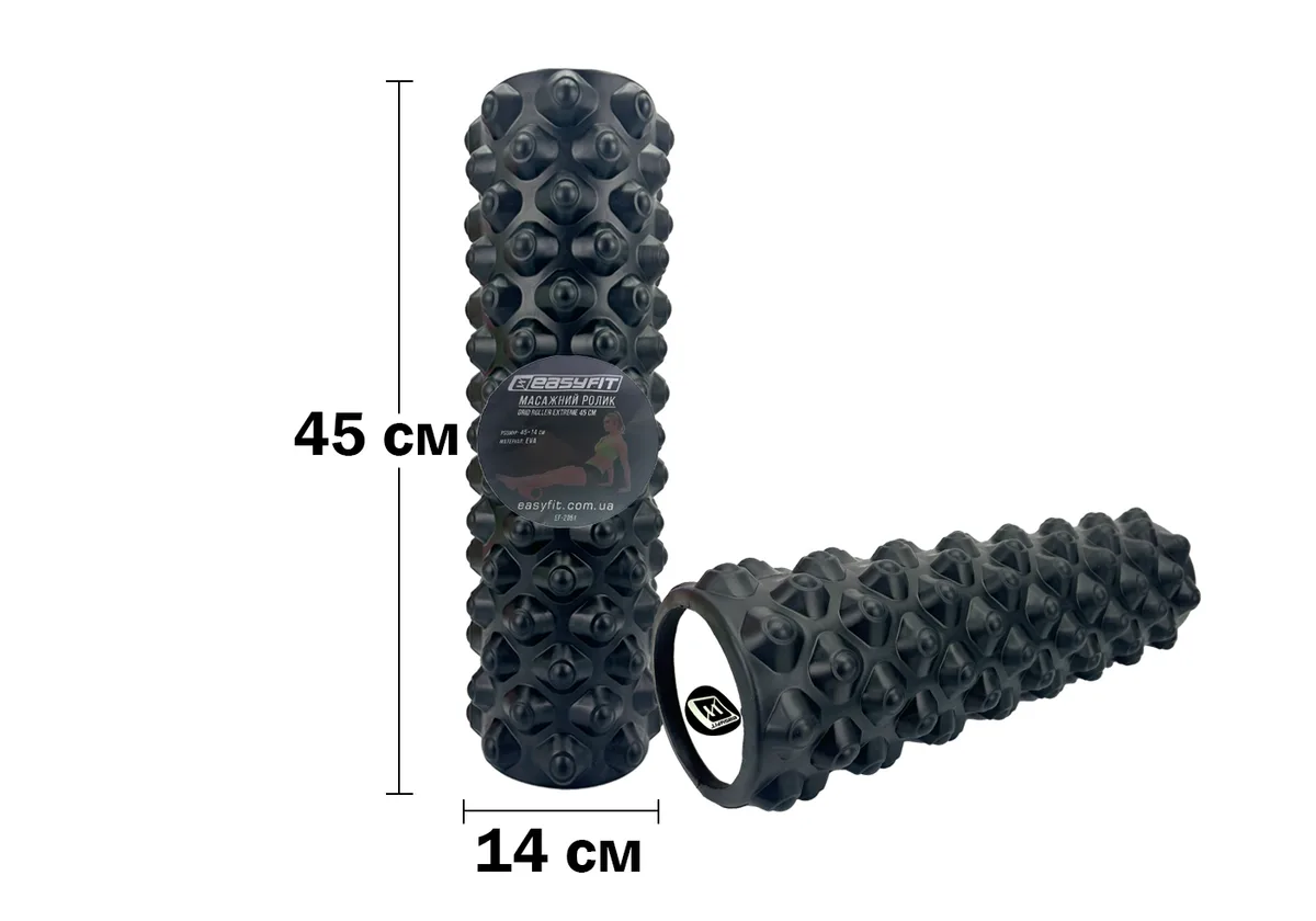 Масажний ролик EasyFit EVA 45 см Чорний