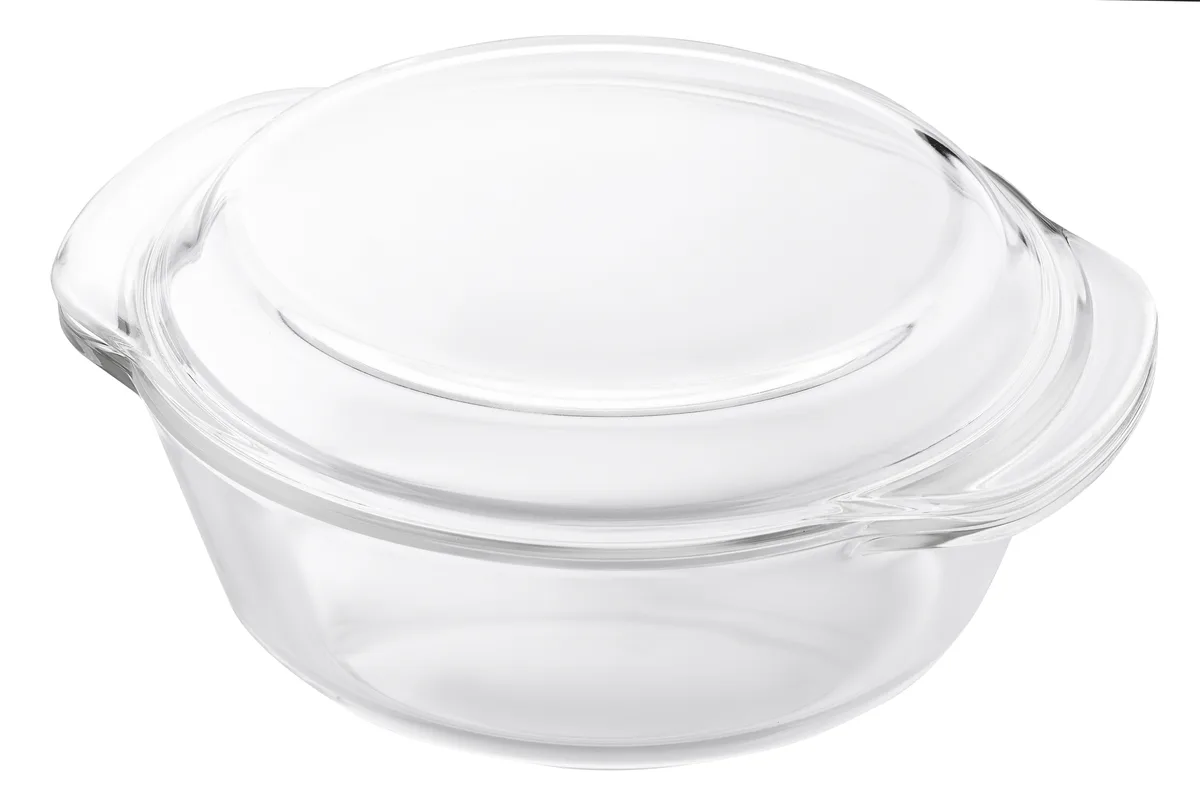 Форма для запікання з кришкою ARDESTO Black Mars, 25.5х22.8х10.2см, з боросилікатного скла, кругла, прозора.